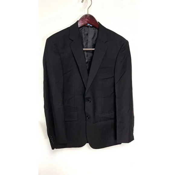 Linea Uomo Mens Black SquarePattern 2-Button Front Blazer Sports Coat Size 36R